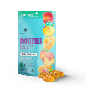 Doozies Juicy Peach Gummies 60:1 CBD THC relaxation edible