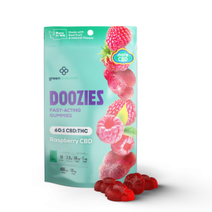 Doozies Raspberry Gummies 60:1 CBD THC balanced edible