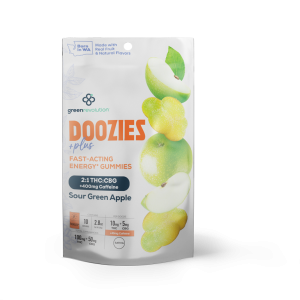 Doozies Sour Green Apple Gummies THC CBG Caffeine